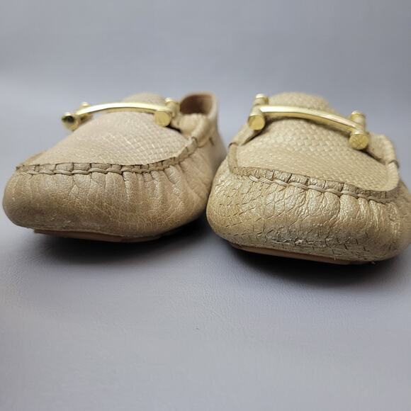 Lauren Ralph Lauren Loafers 10 Caliana Leather Gold Snake Embossed Driving - Picture 6 of 16